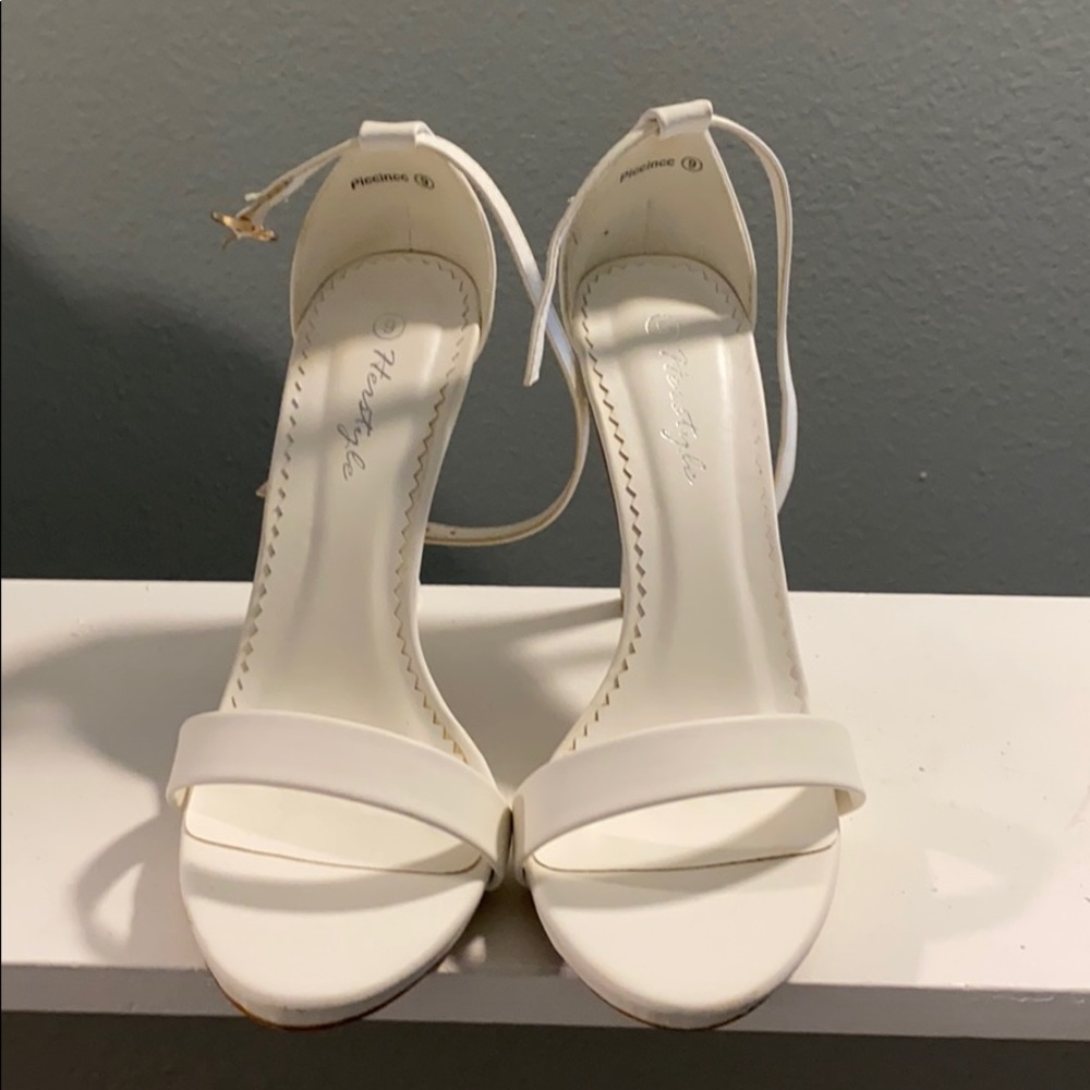 White ankle strap heel. Size 9